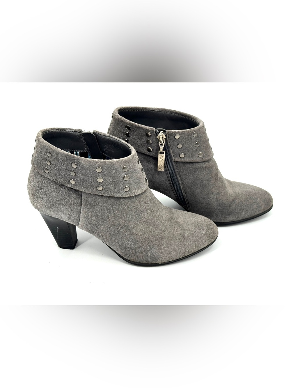 Connie Gray Studded Suede Ankle Boots